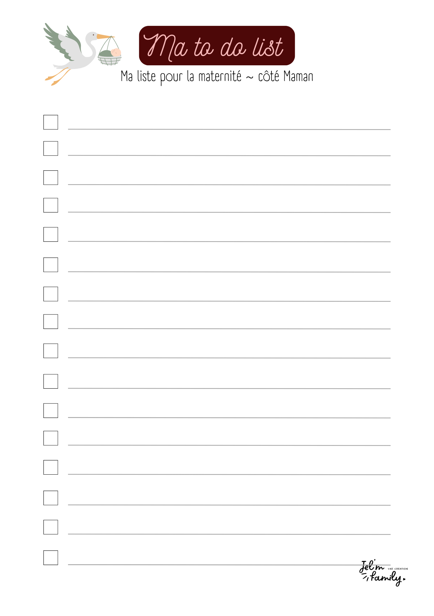 Checklist - Valise Maternité côté maman JELM FAMILY | Les carnets pour parents zen et organisés