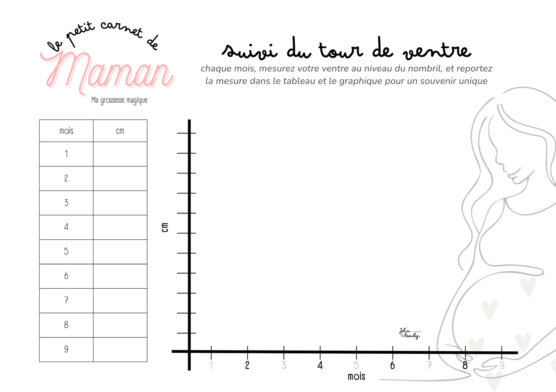 Suivi tour de ventre JELM FAMILY | Les carnets pour parents zen et organisés